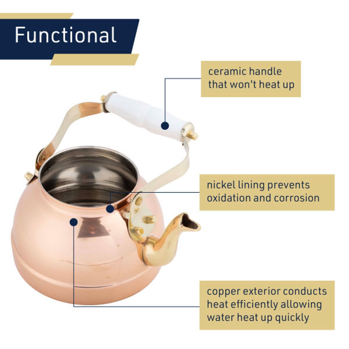 Amazon.com: Classic Cuisine Copper Tea Kettle - Teapot for